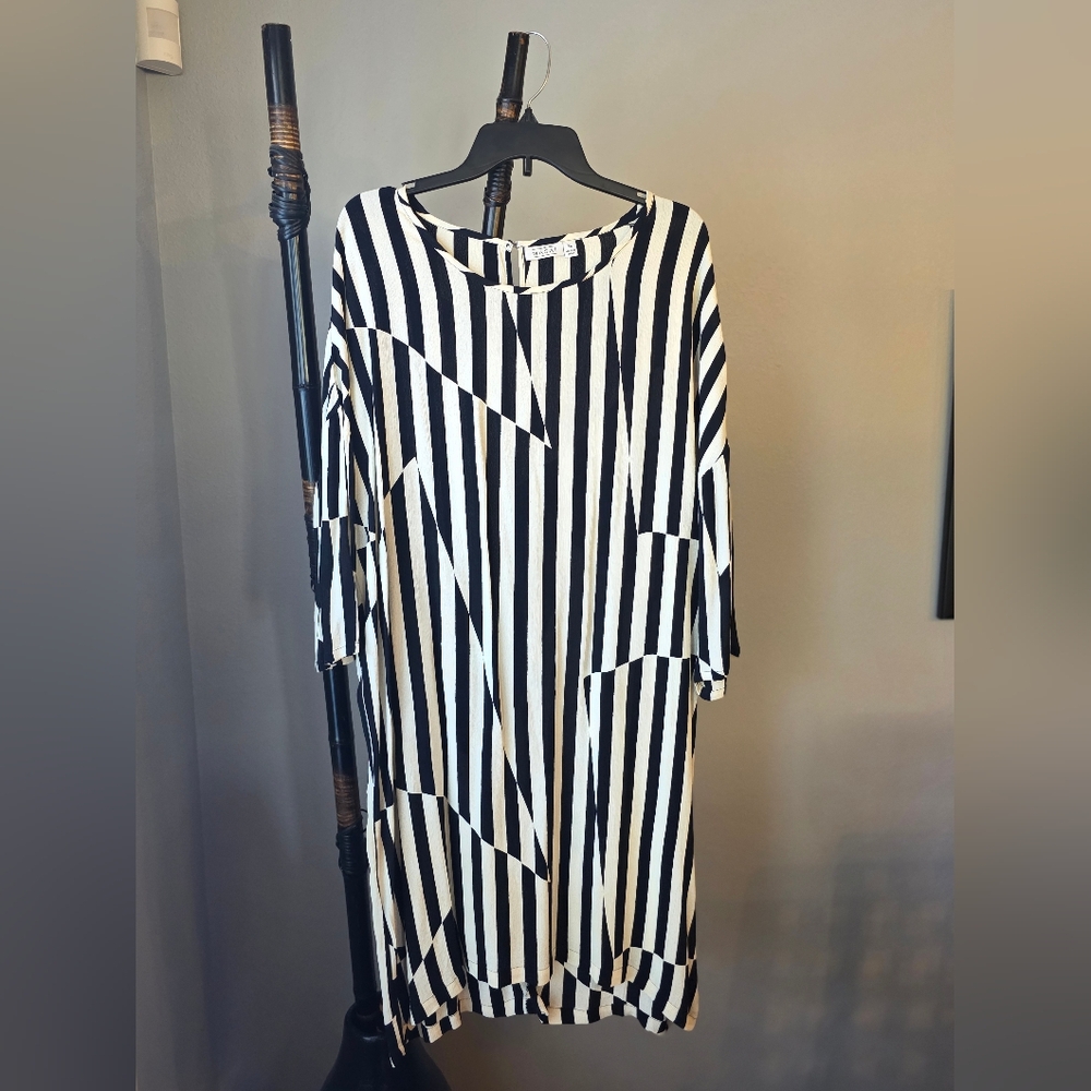 Masai Black and White Striped Dress